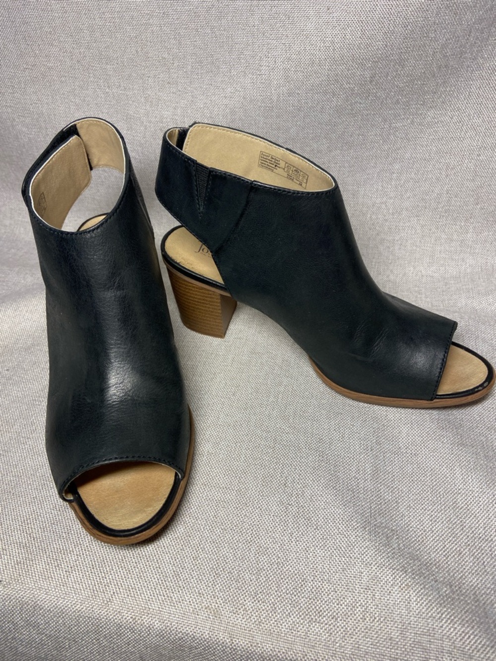 Josef Seibel Black Leather Open-Toe Slingback Block Heel Mules Size 39